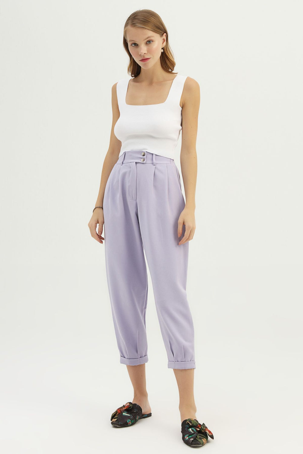 Duble Paça Pantolon Lila