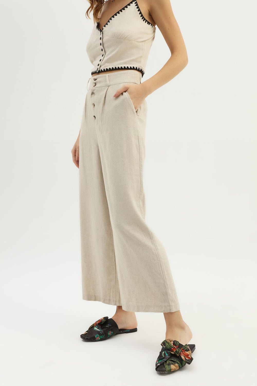 Keten Bol Pantolon Naturel