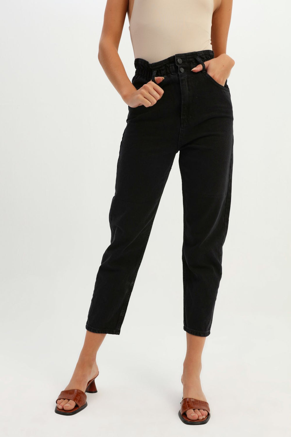 Beli Lastikli Mom Jean Antrasit