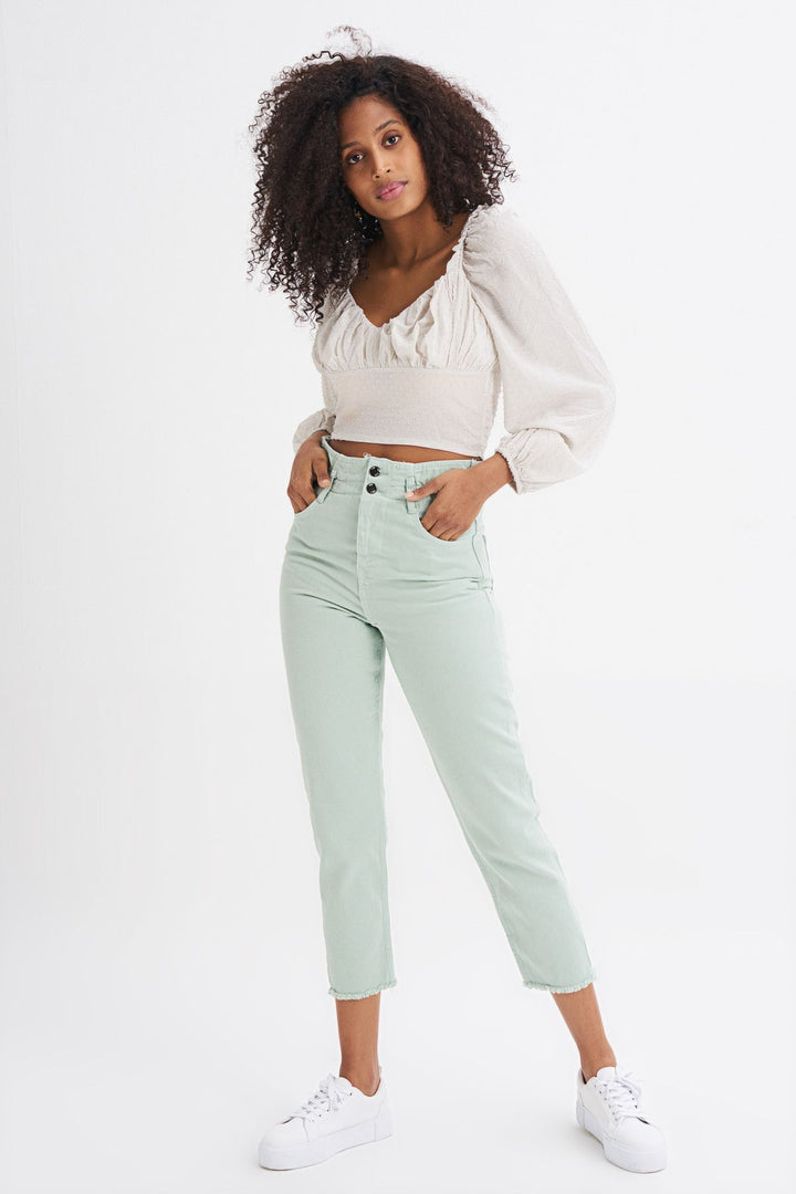 Beli Lastikli Mom Jean Mint