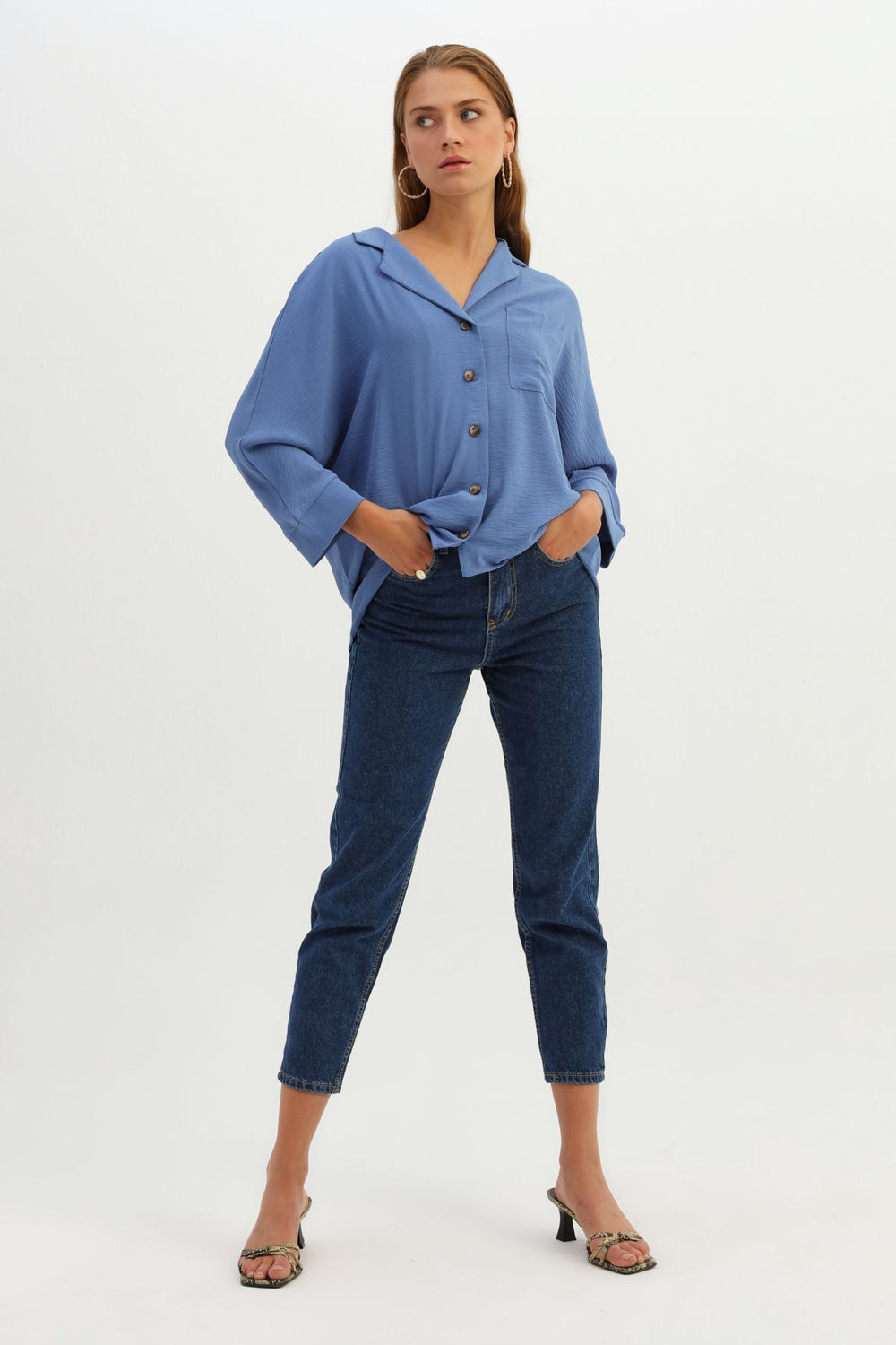 Single Pocket Oversize Shirt Indigo