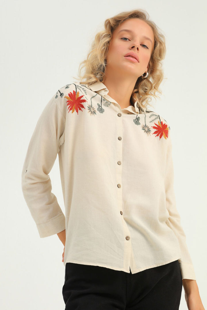 Embroidered Shirt Natural