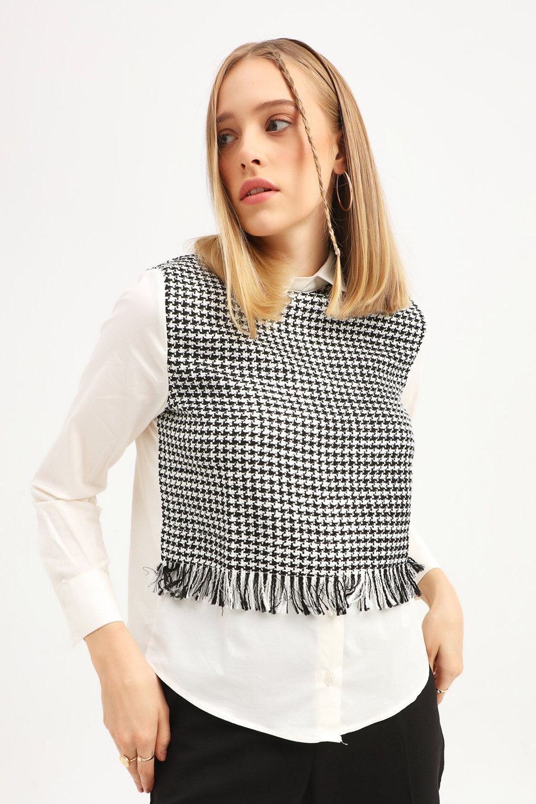 Garnish Striped Shirt White