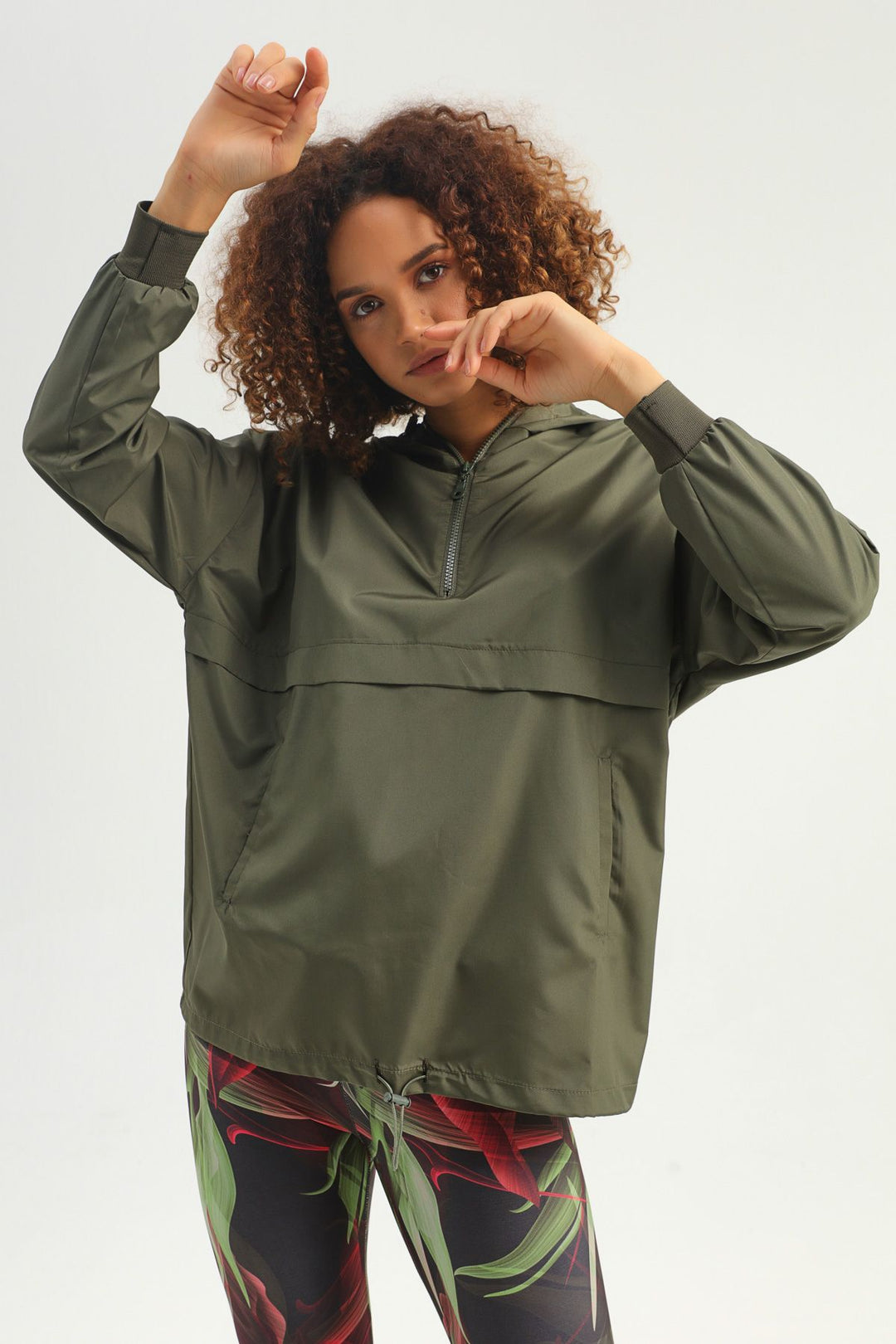 Hooded Pocket Raincoat Khaki