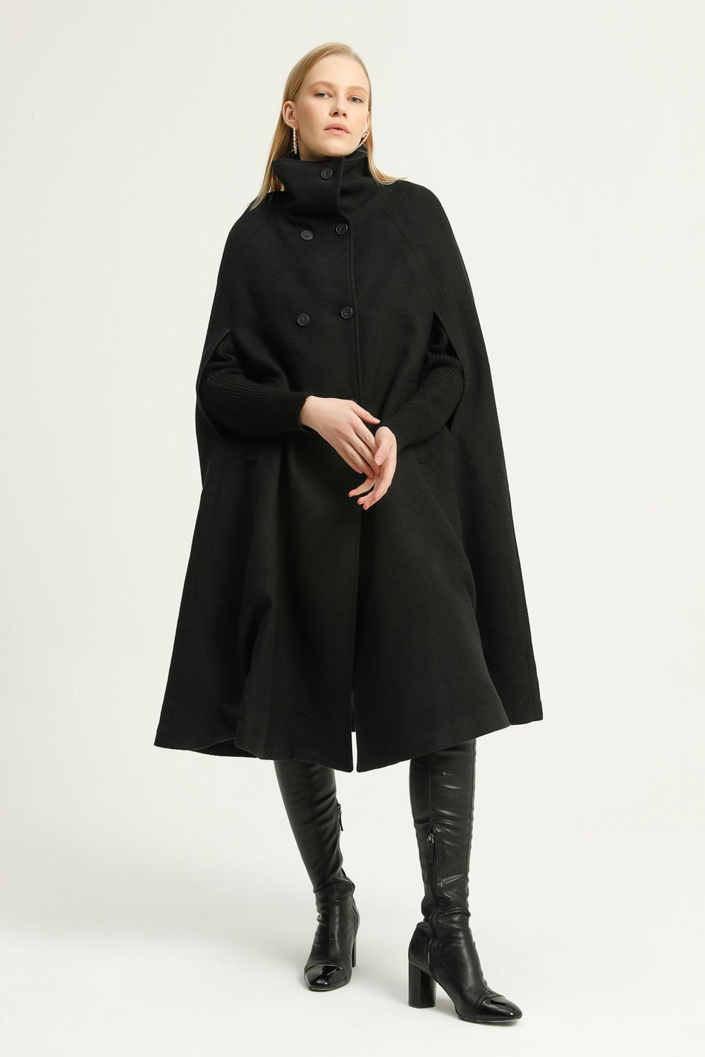 Cachet Cape Coat Black