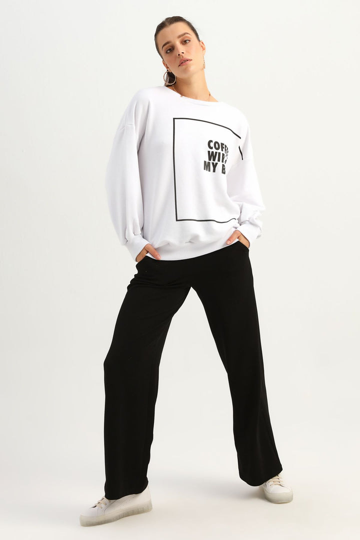 Letter Printed Sweatshirt White