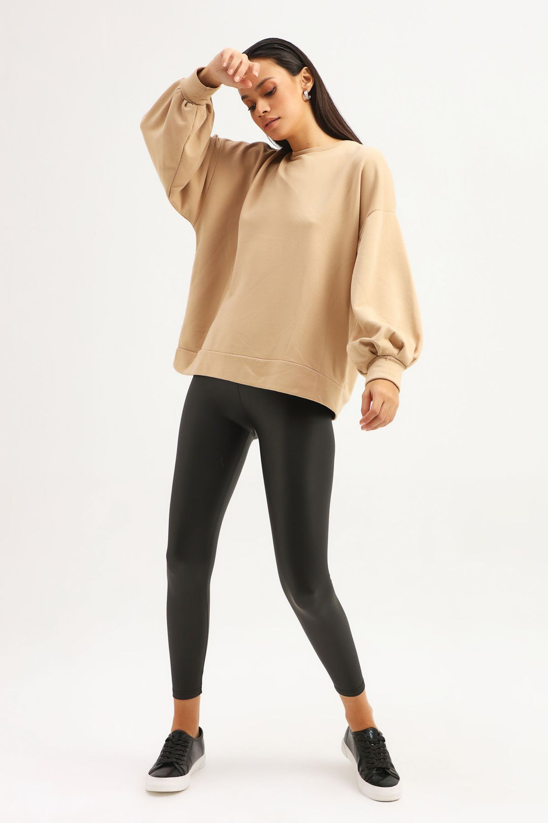Low Back Oversize Sweatshirt Beige