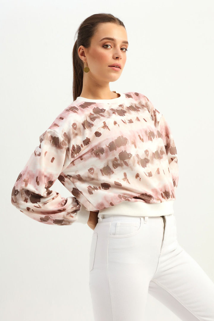 Patterned Oversize Sweatshirt Powder
