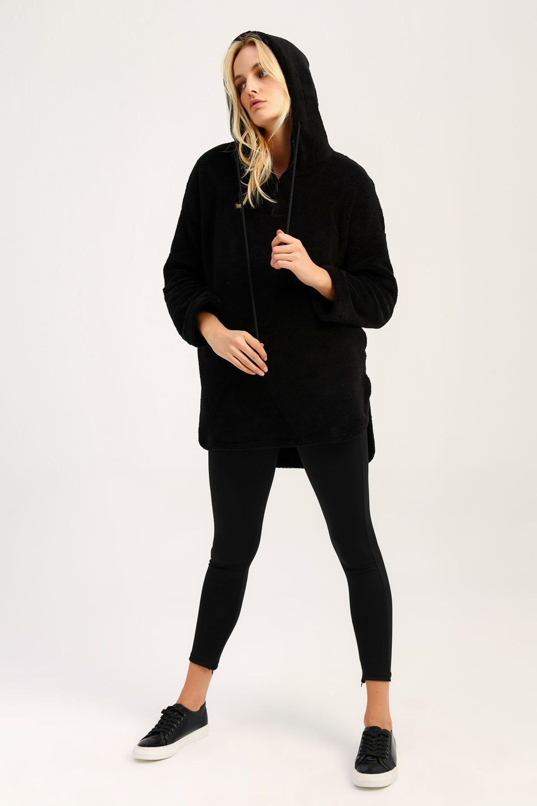 Hooded Plush Sweatshirt Black