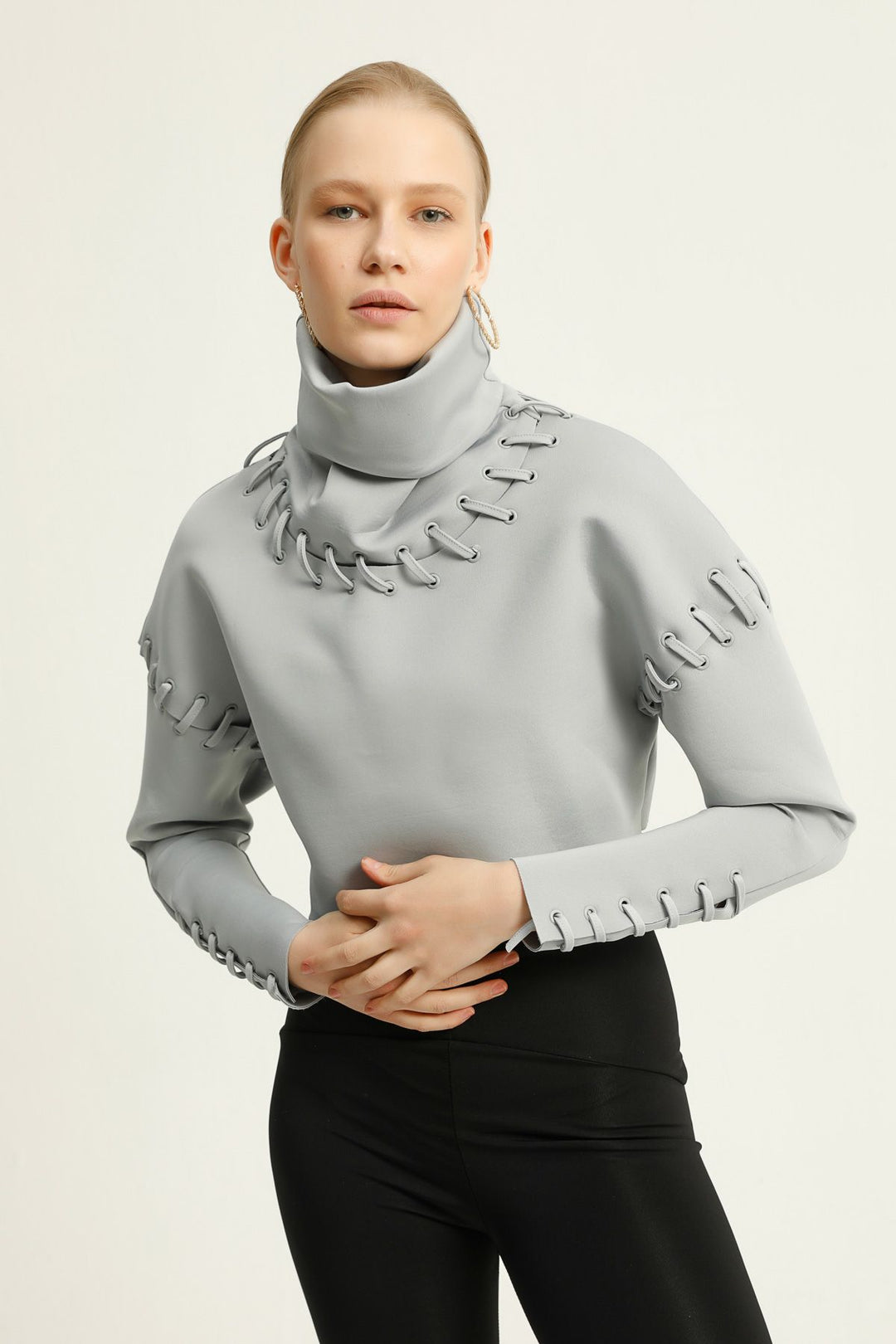 Diving Fabric Eyelet Sweatshirt Gray