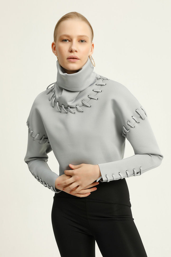 Diving Fabric Eyelet Sweatshirt Gray
