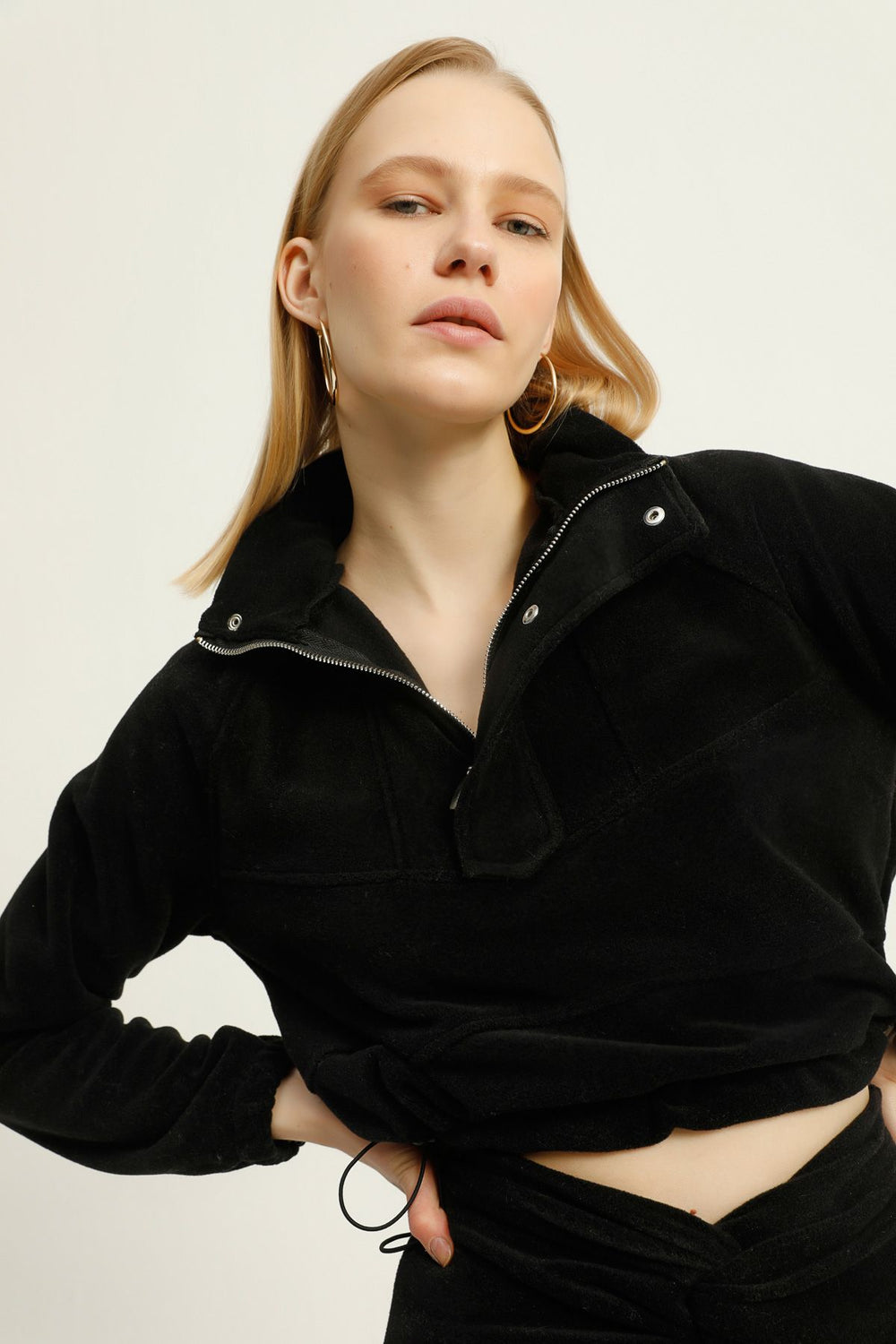 Hooded Fleece Sweatshirt Black