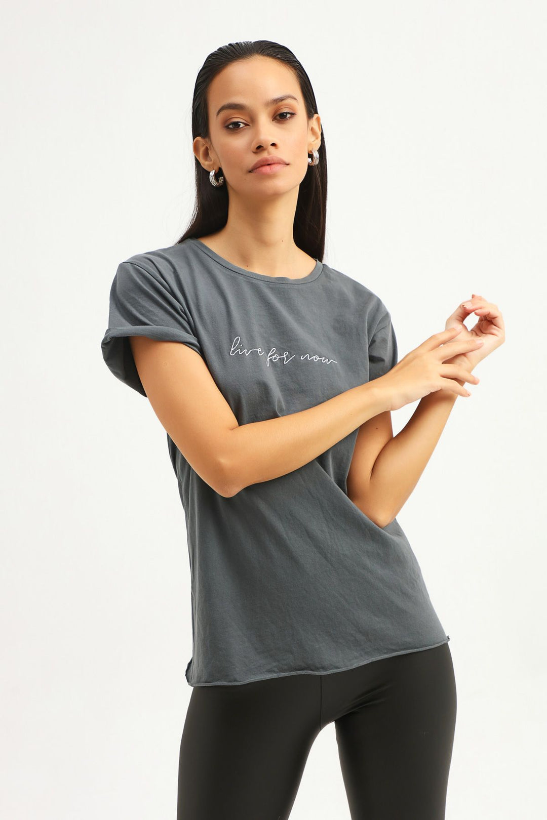Embroidered T-Shirt Anthracite