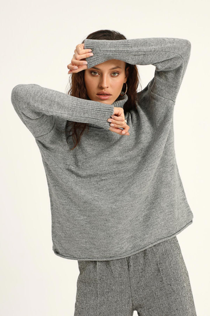Turtleneck Loose Sweater Gray
