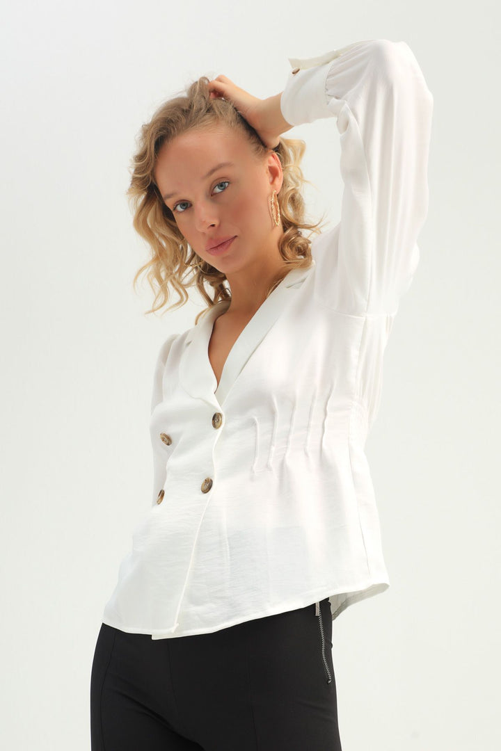 Waistcoat Double Breasted Buttoned Blouse Ecru