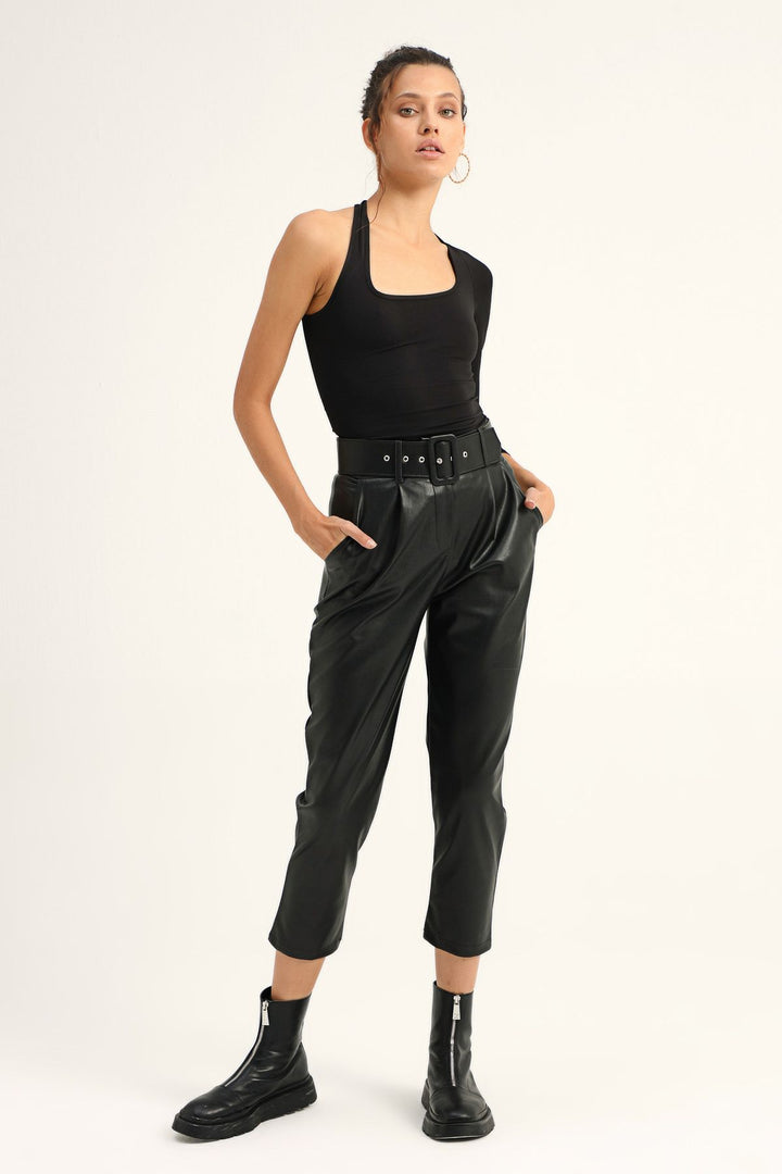 Asymmetric Sleeve Bodysuit Black