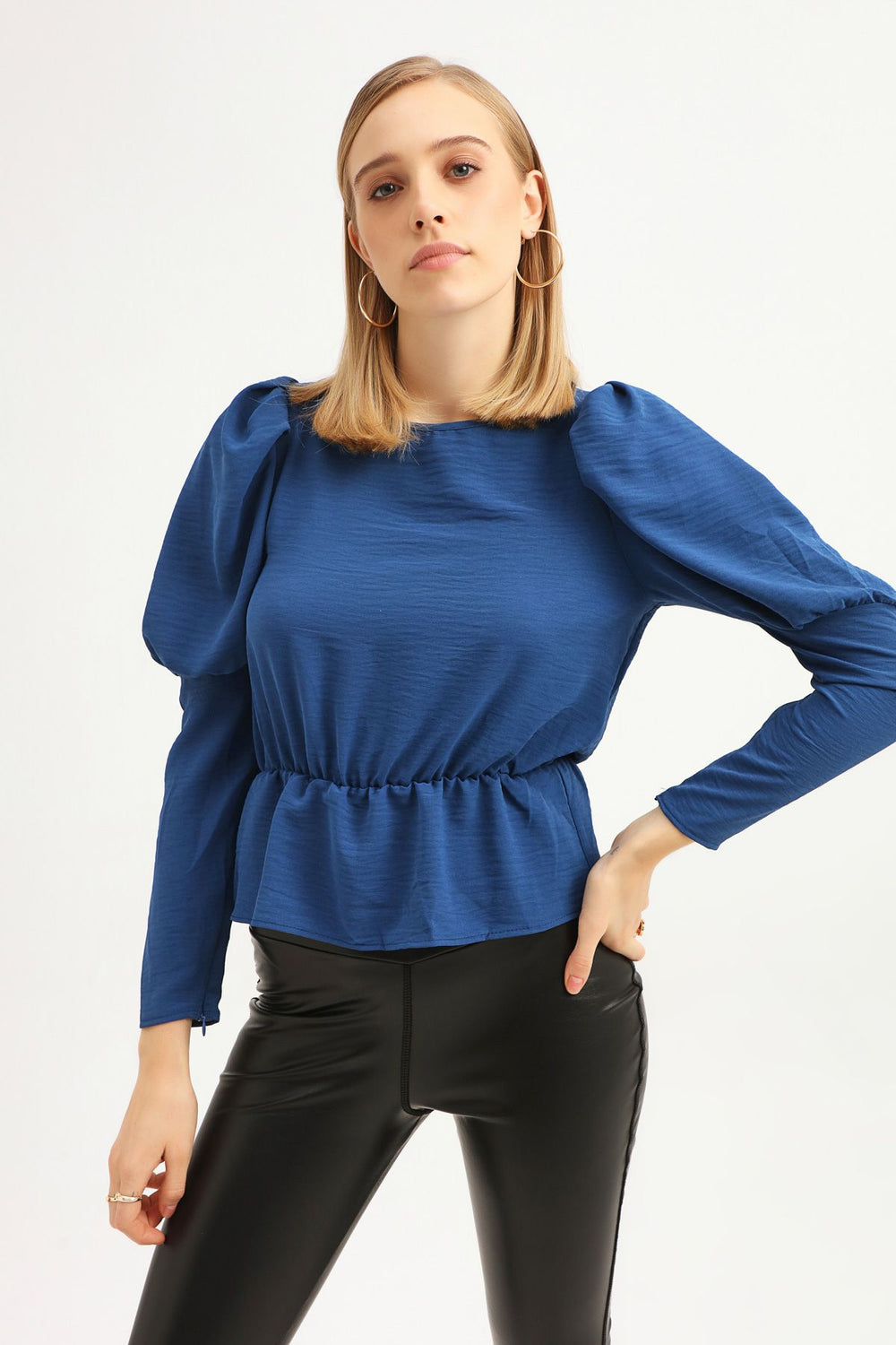 Balloon Sleeve Blouse Indigo