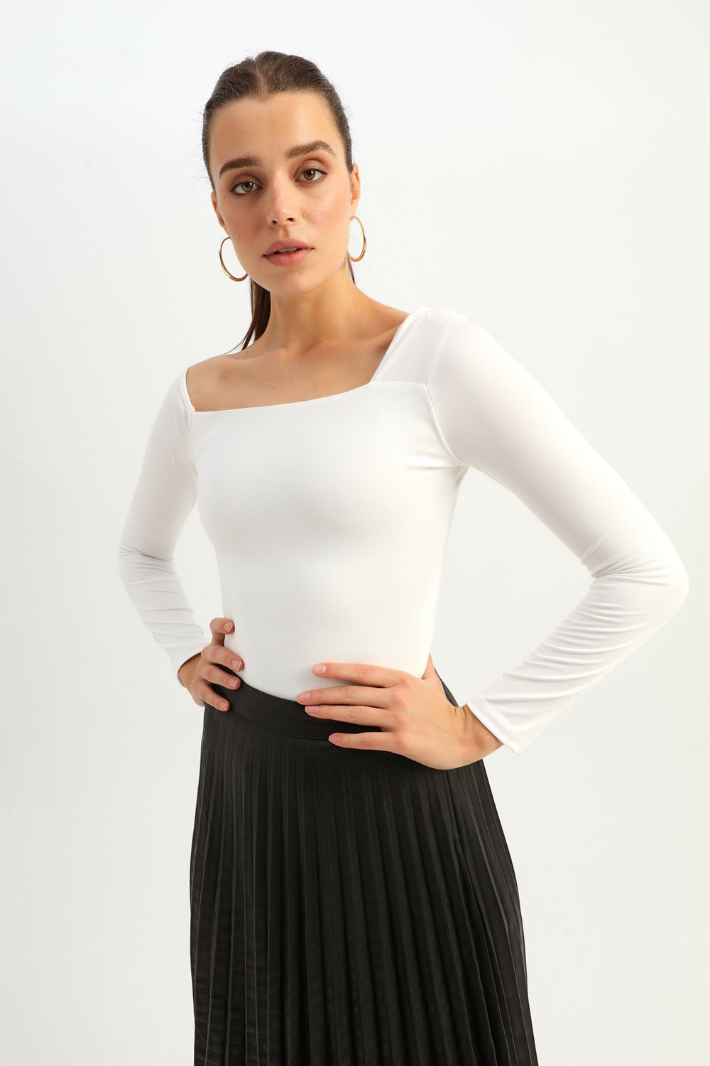 Square Neck Bodysuit Ecru