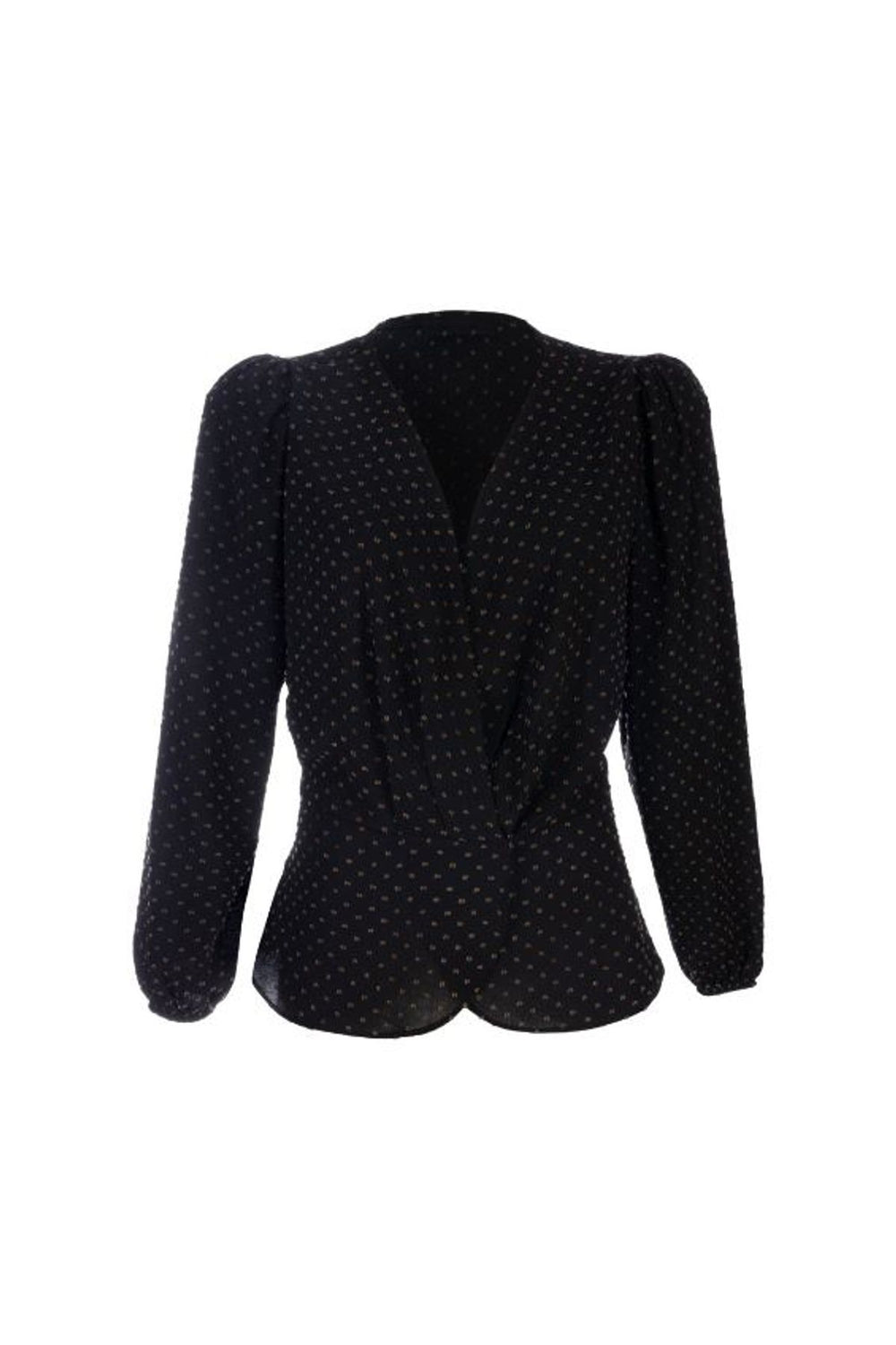Polka Dot Double Breasted Blouse Black