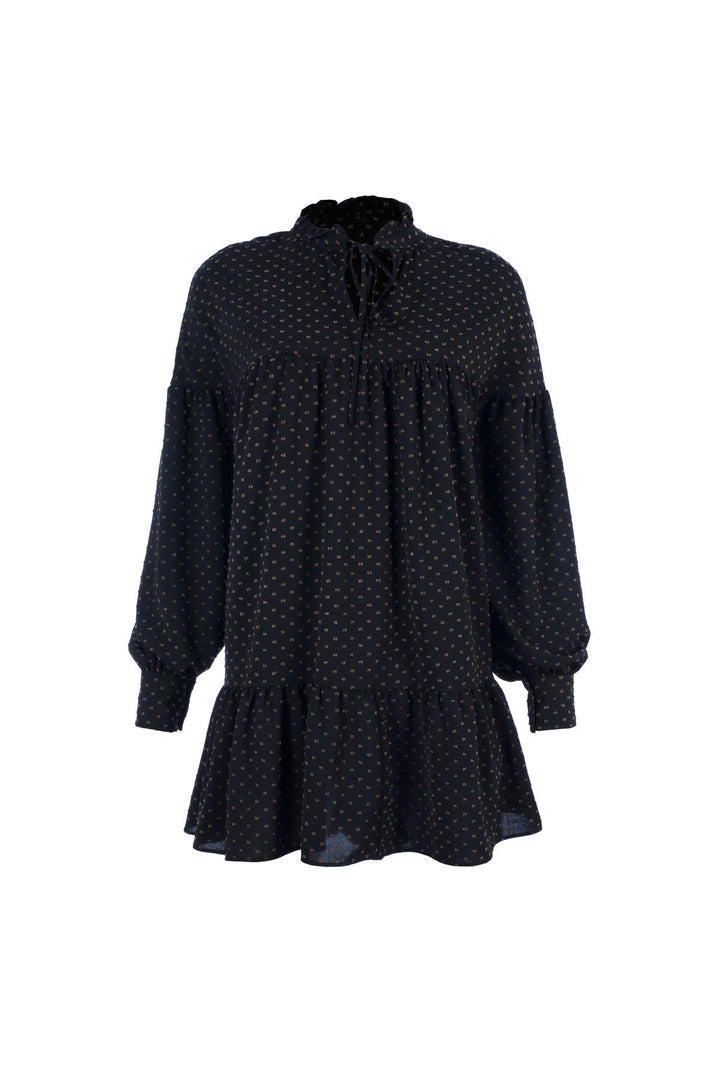 Polka Dot Mini Dress Black