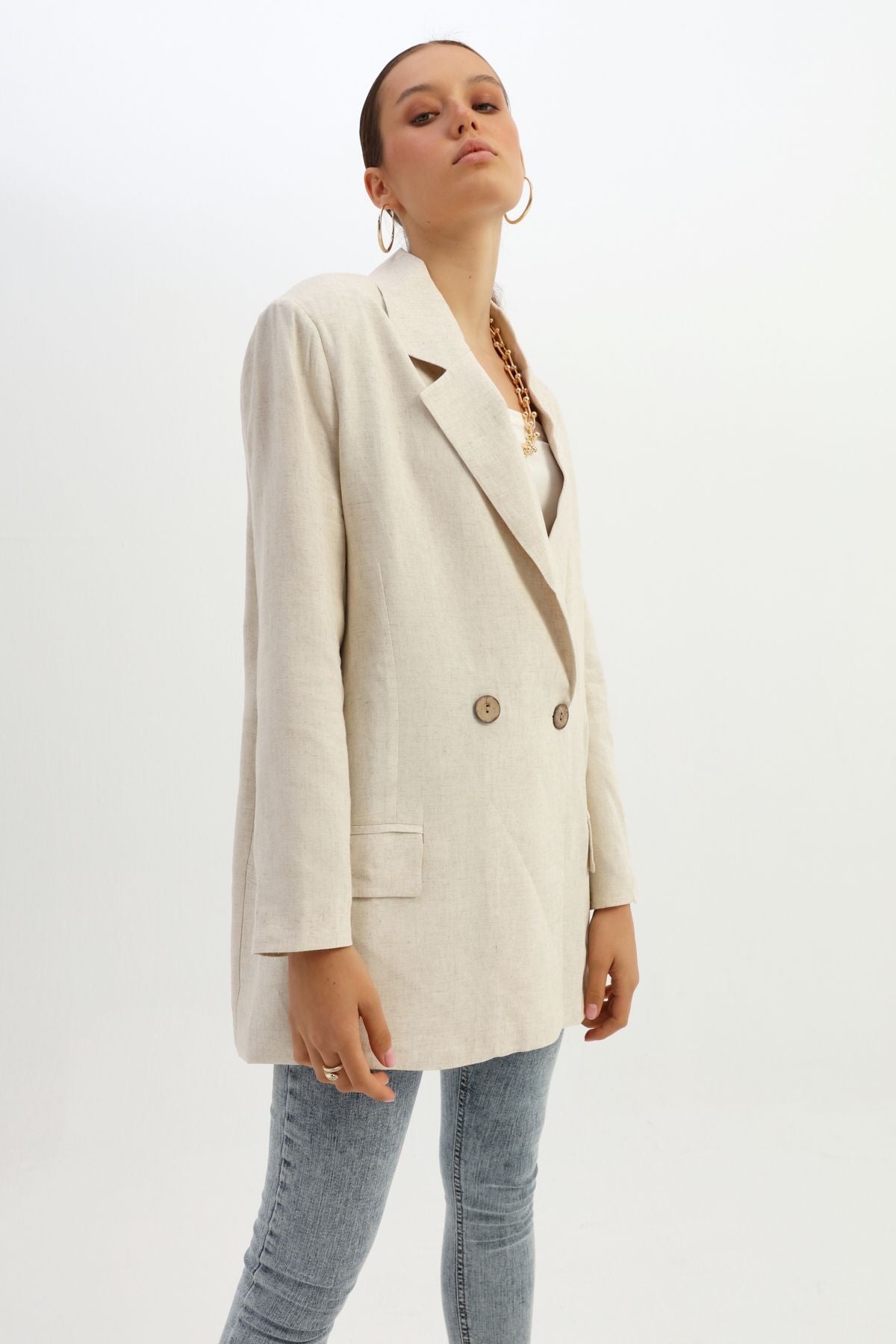 Linen Blazer Jacket Natural