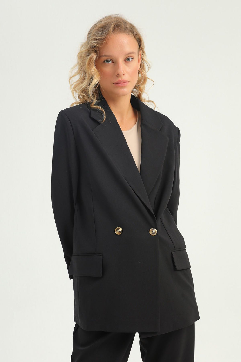 Double Breasted Blazer Jacket Black