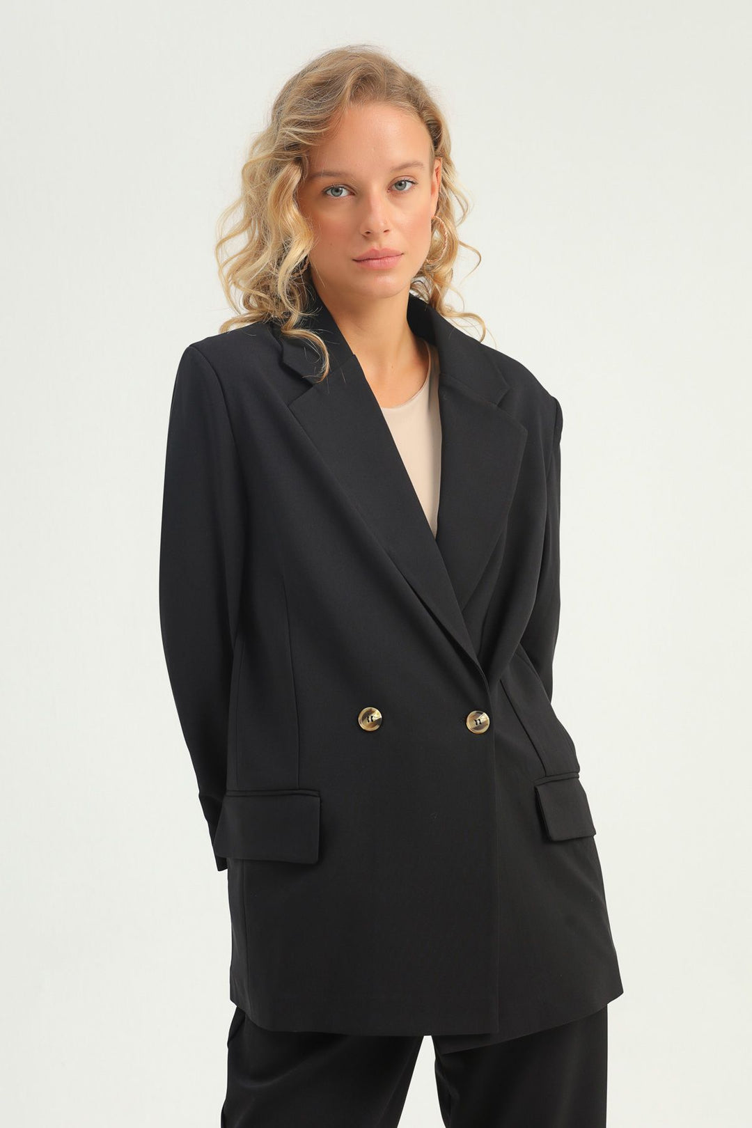 Double Breasted Blazer Jacket Black