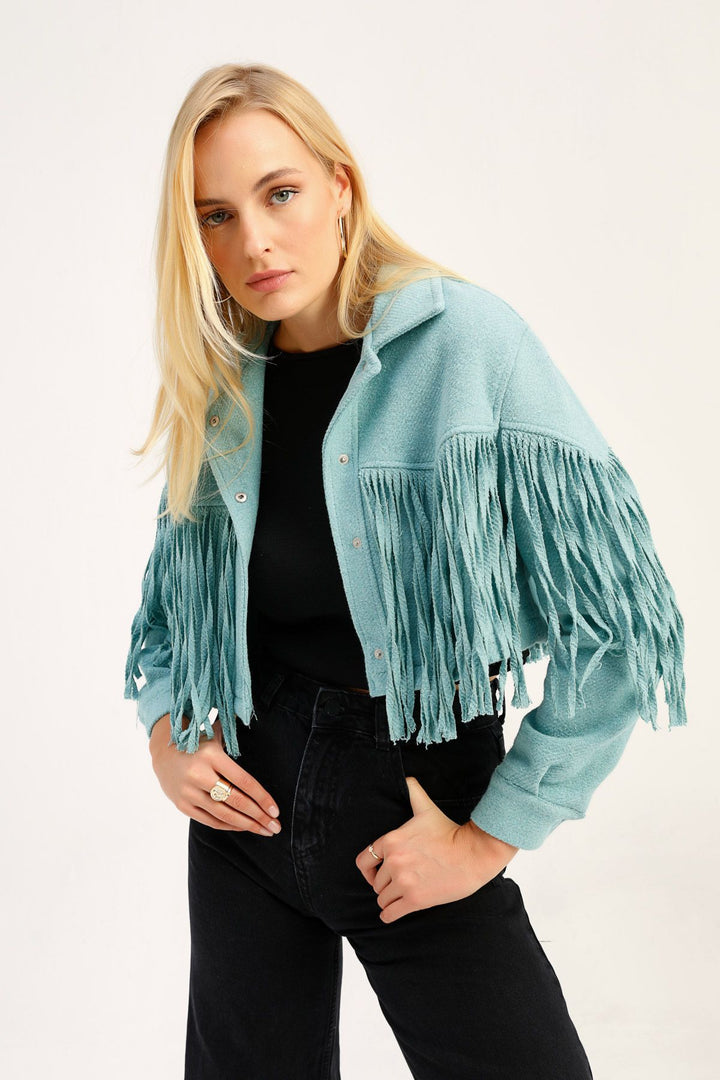 Tasseled Crop Jacket Mint