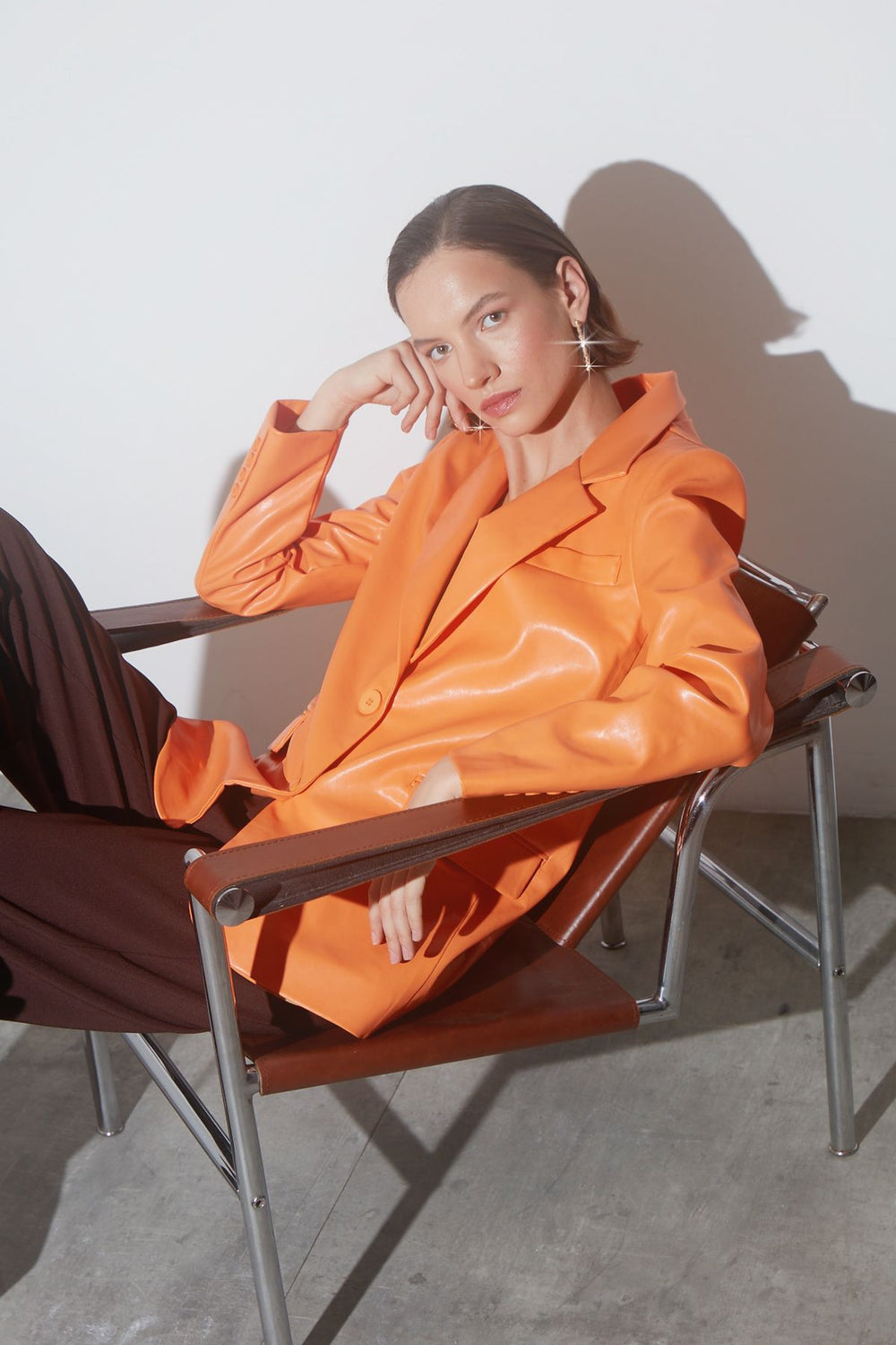 Blazer Leather Jacket Orange