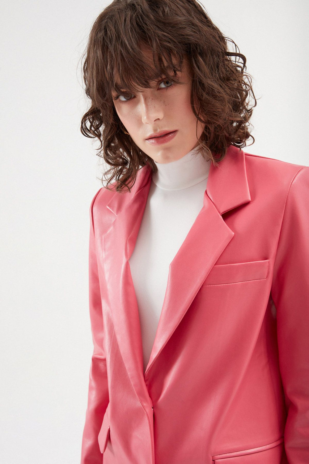 Blazer Leather Jacket Candy Pink