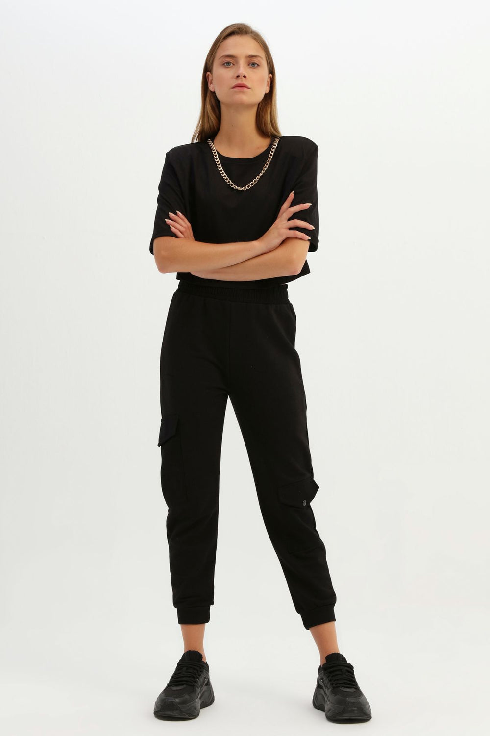 Cargo Pocket Jogger Pants Black