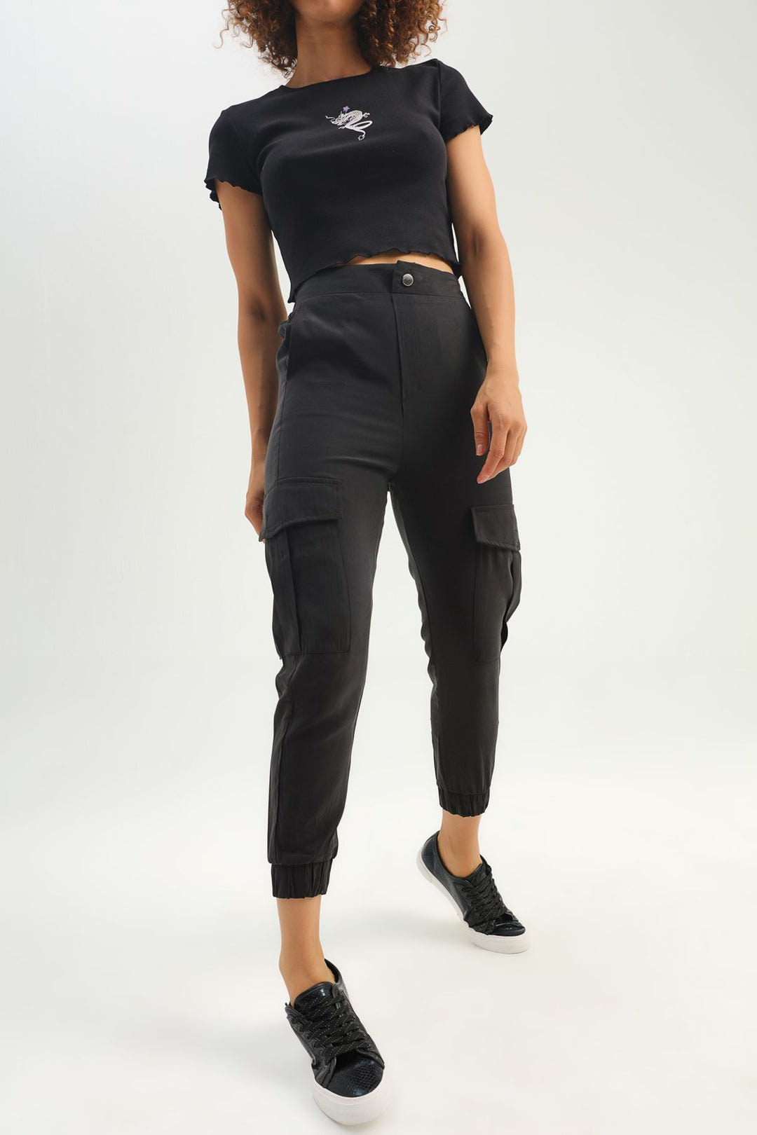 Cargo Pocket Jogger Pants Black
