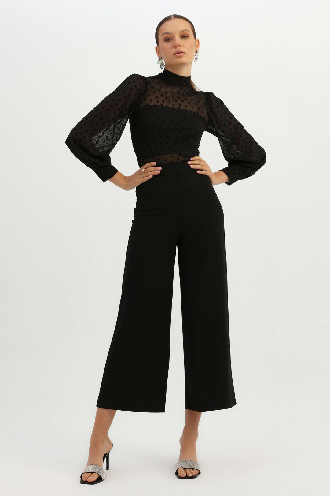 High Waist Wide Leg Trousers Black