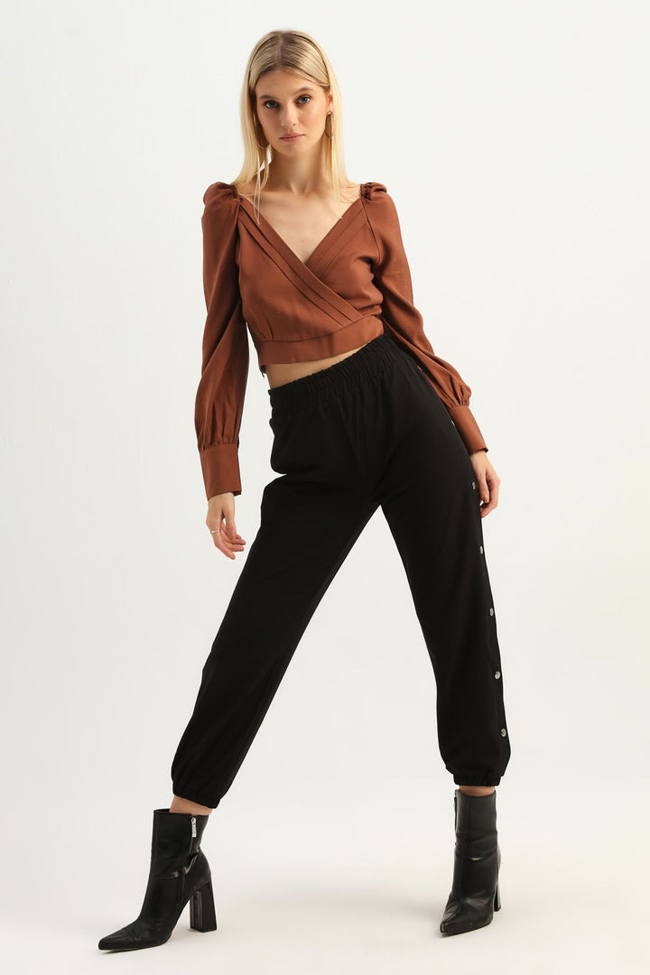 Yanı Çıtçıtlı Jogger Pantolon Siyah