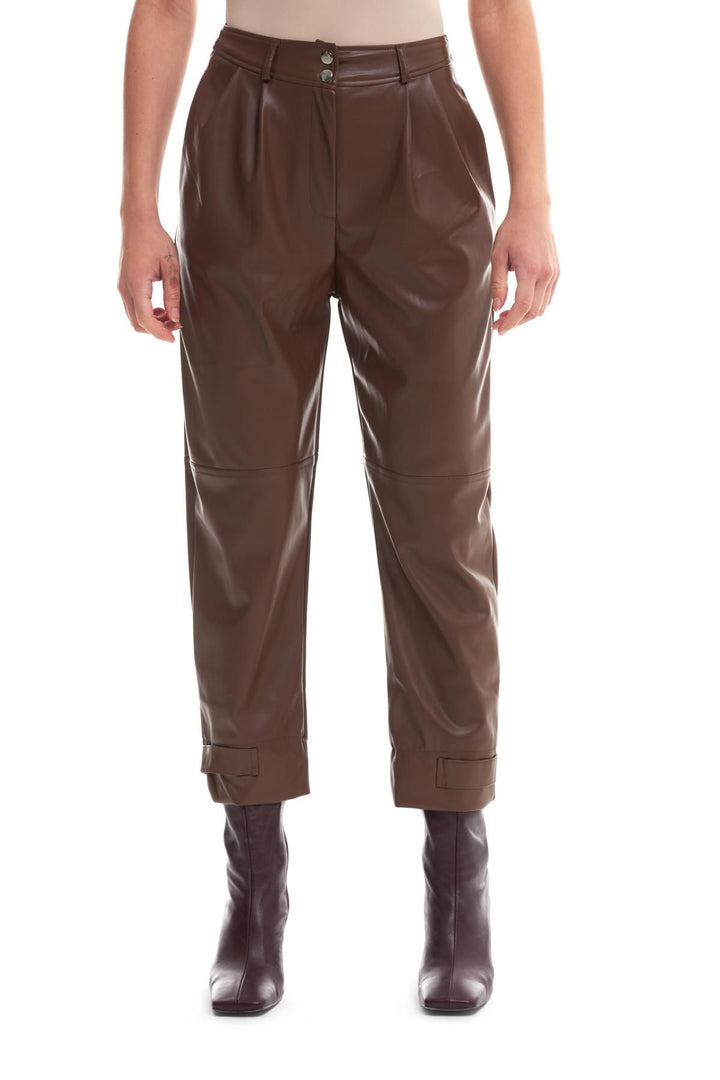 Leather Jogger Brown with Snap Legs