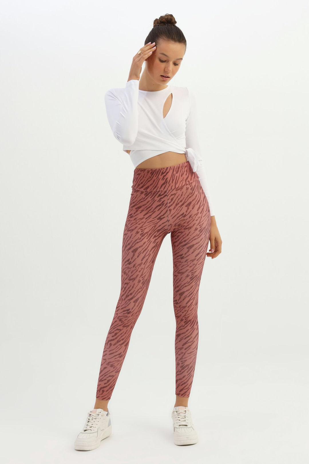 Patterned High Waist Sport Leggings Salmon