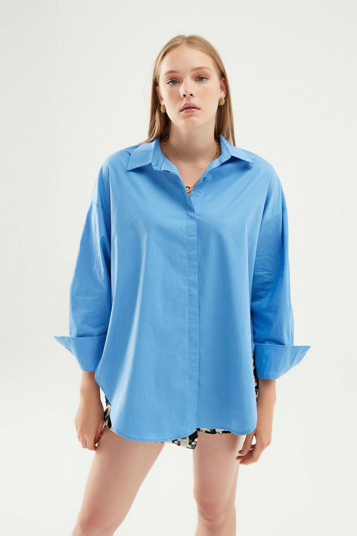 Oversize Basic Shirt Blue