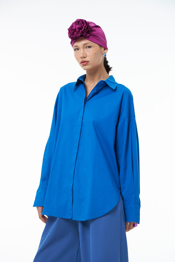 Oversize Basic Shirt Sax