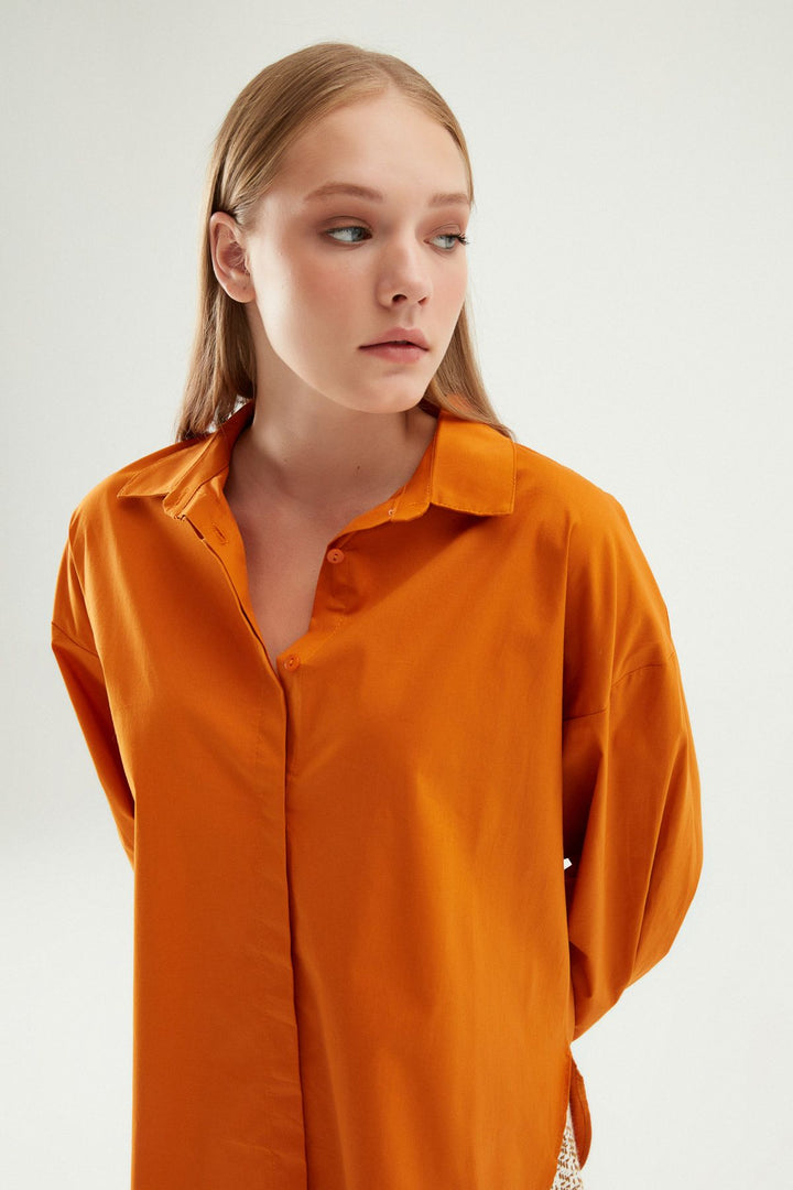 Oversize Basic Shirt Dark Orange