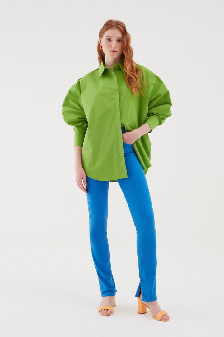 Oversize Basic Shirt Dark Green