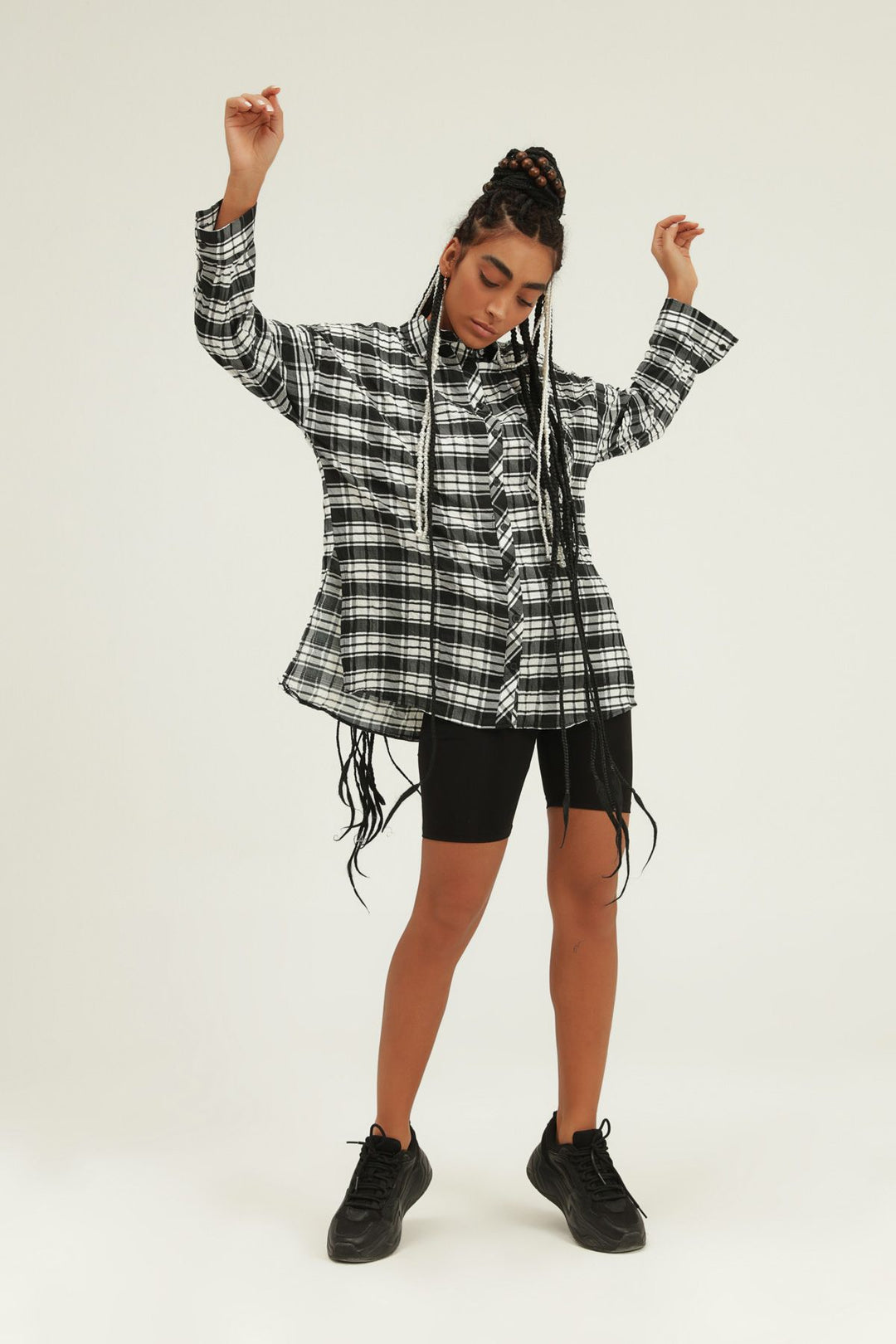 Asymmetric Striped Shirt Black