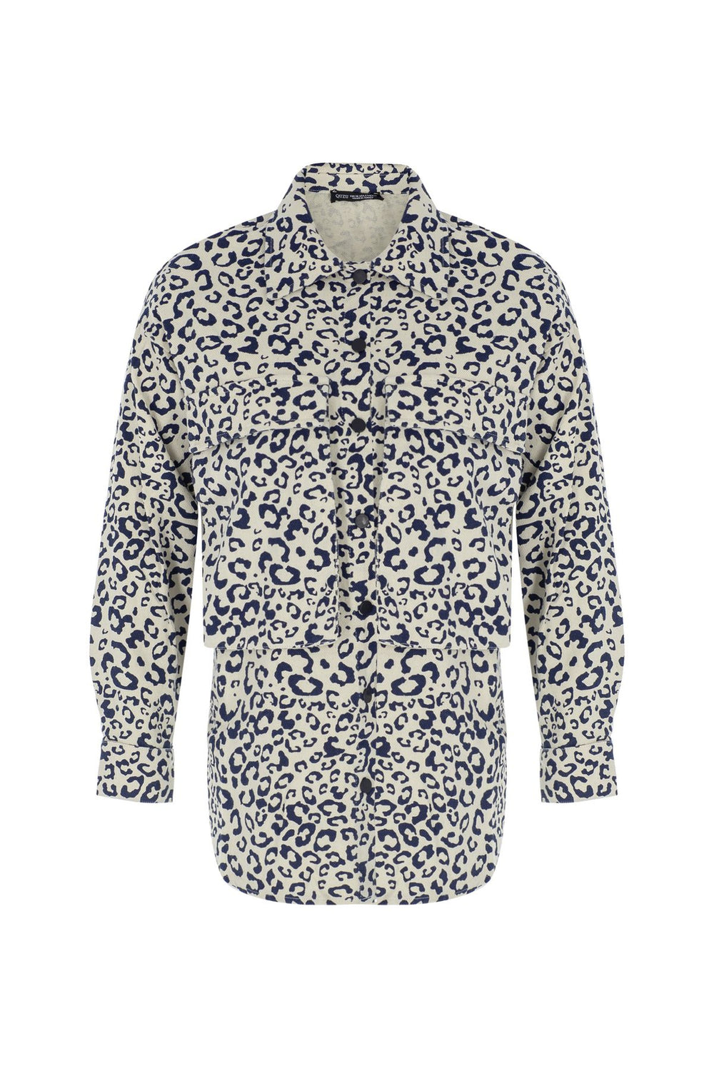Leopard Patterned Pocket Shirt Indigo