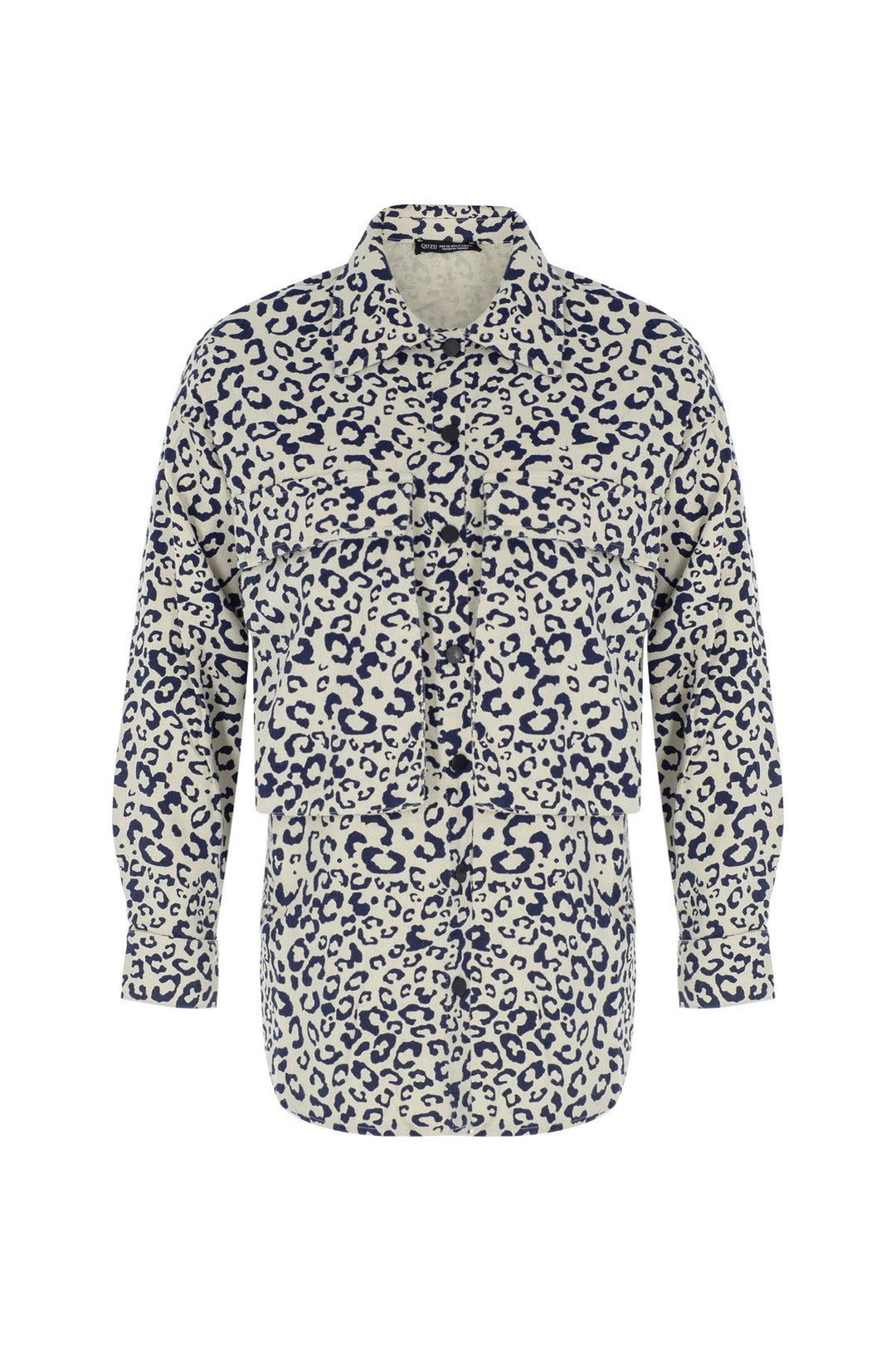 Leopard Patterned Pocket Shirt Indigo