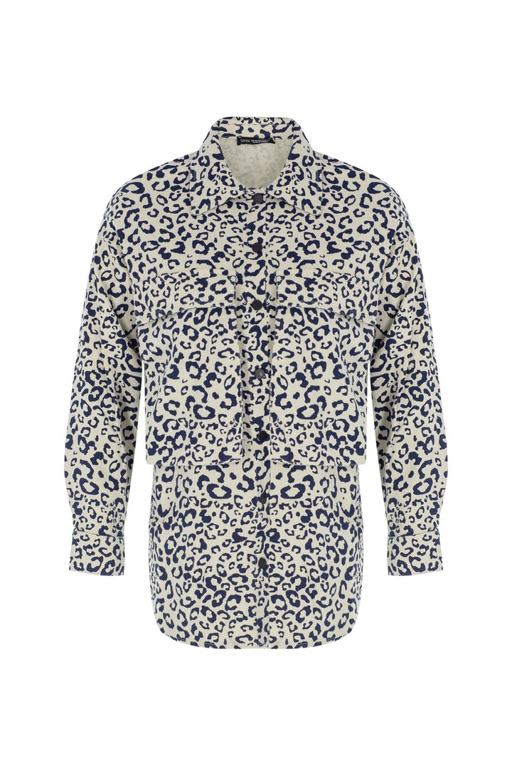 Leopard Patterned Pocket Shirt Indigo