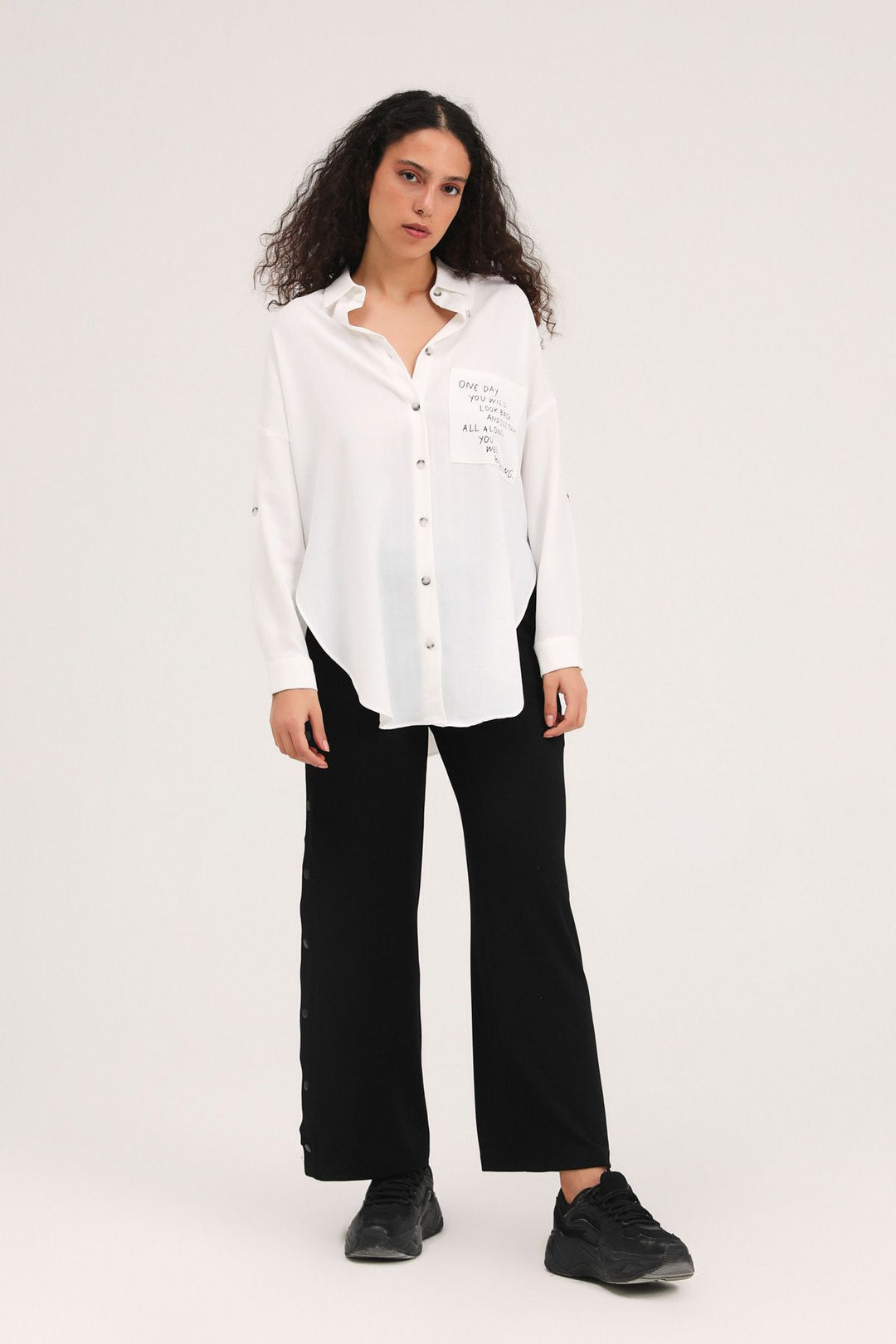 Printed Oversize Shirt White