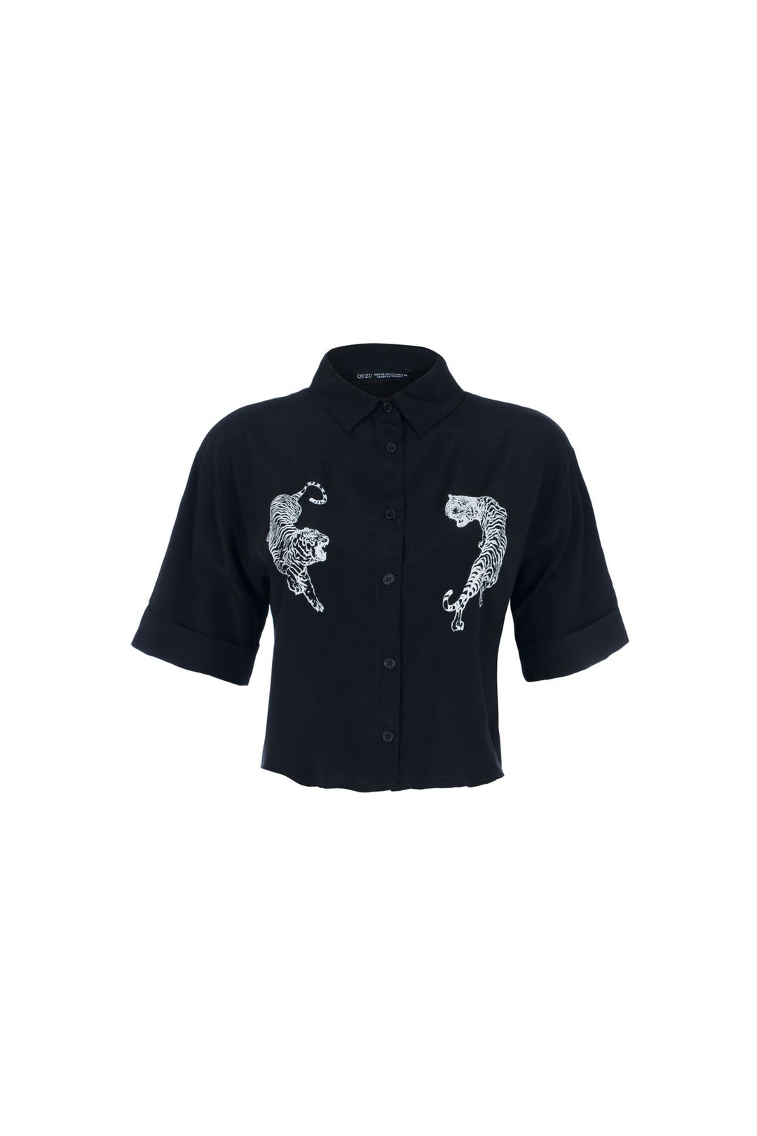 Printed Crop Shirt Black