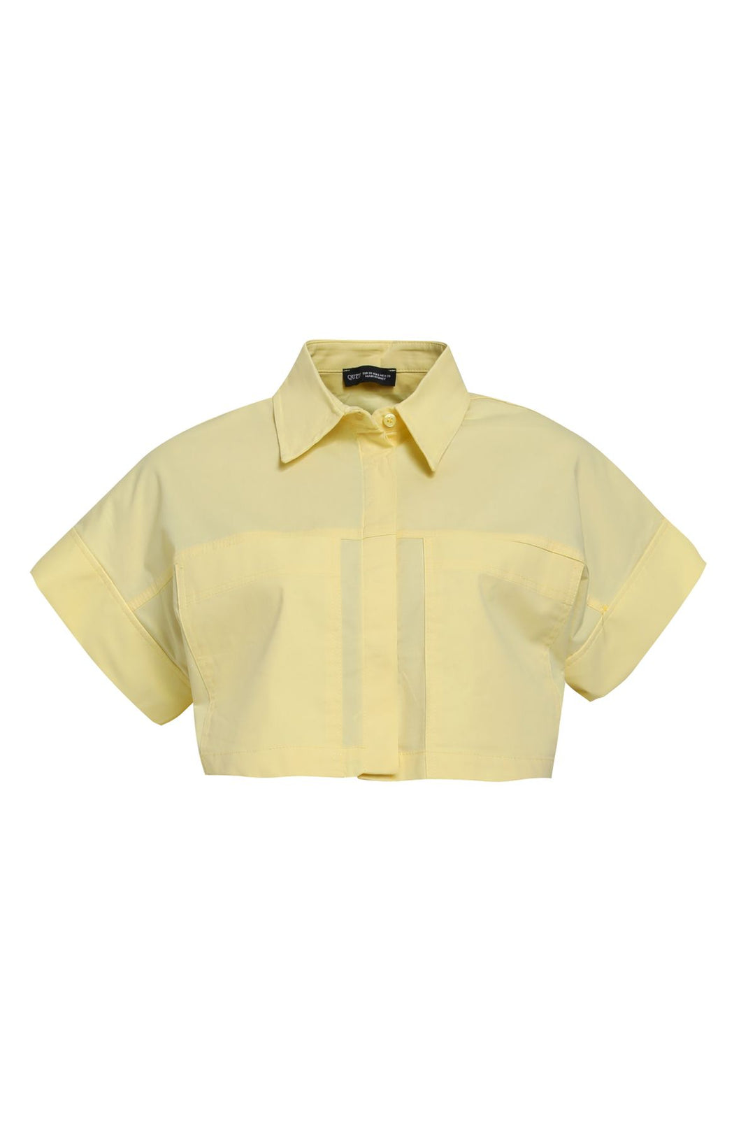 Pocket Detailed Crop Shirt Yellow