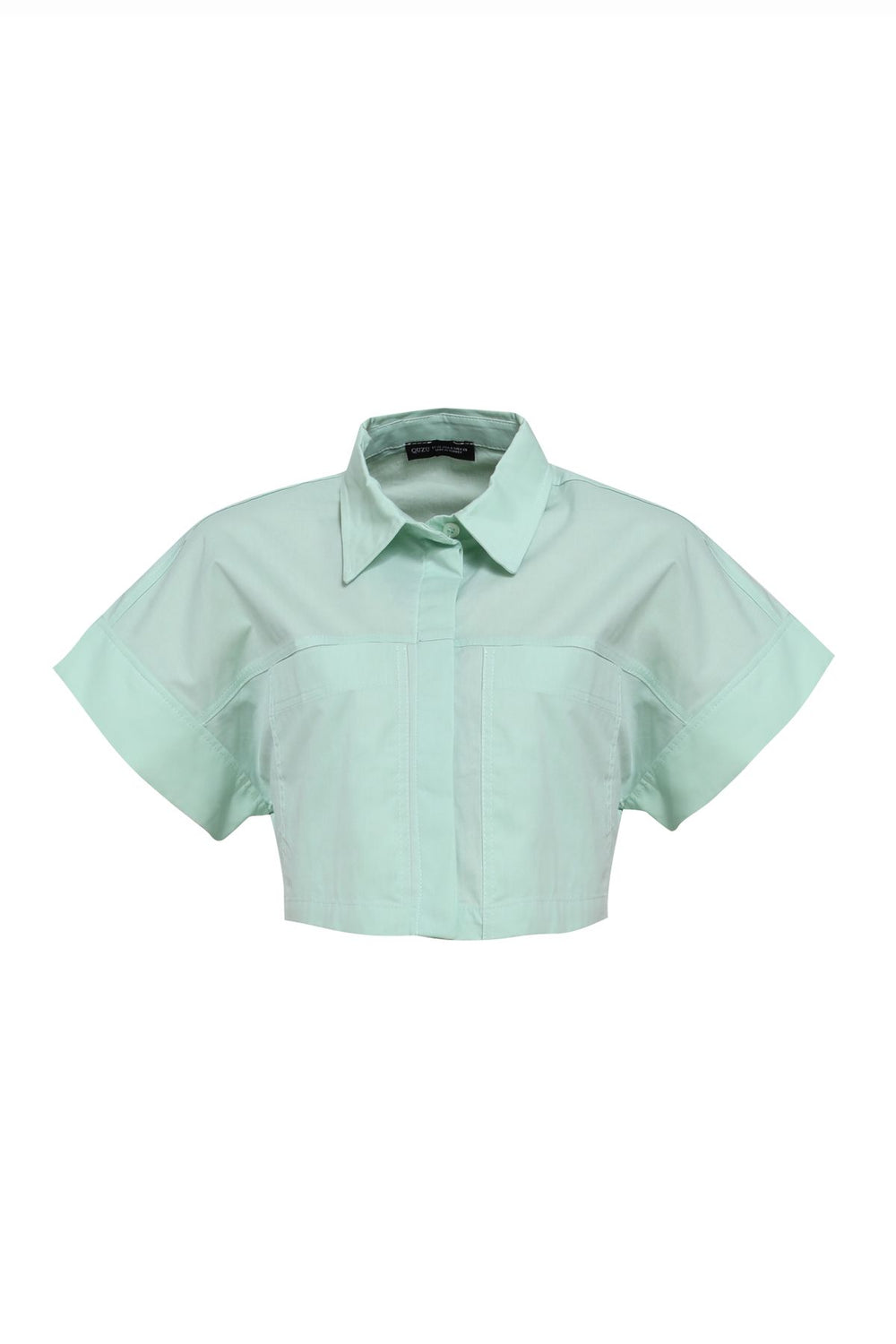 Pocket Detailed Crop Shirt Mint