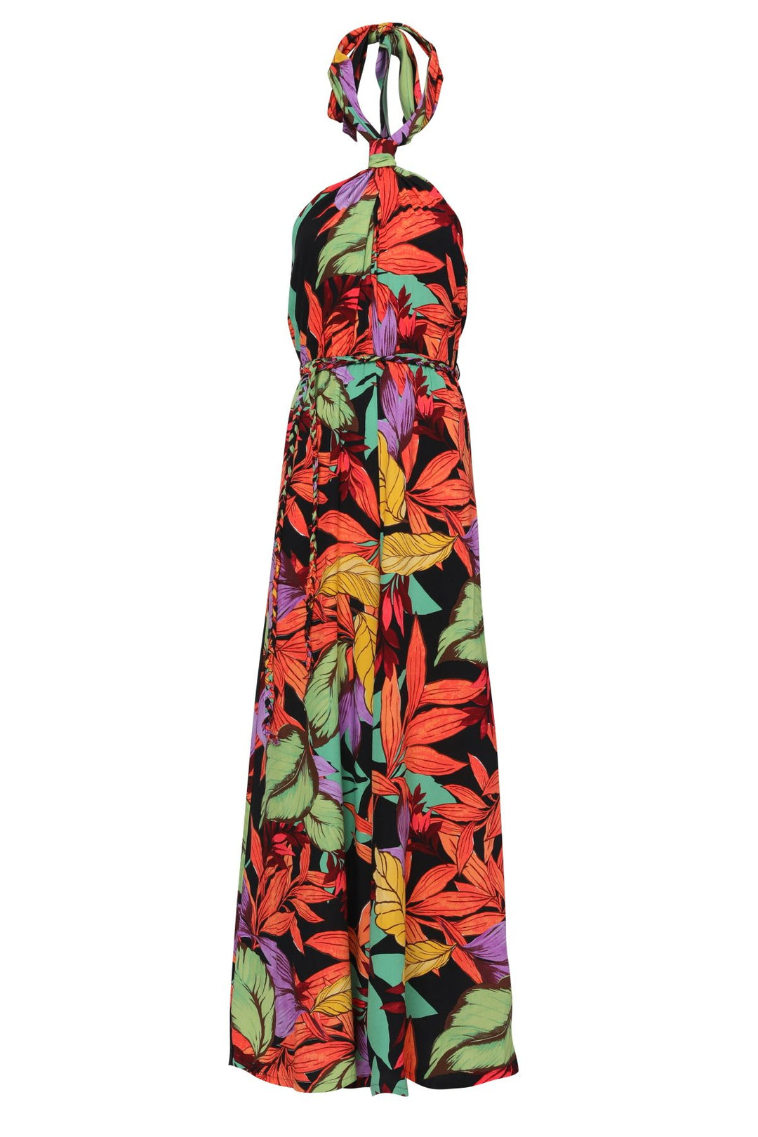 Patterned Halterneck Jumpsuit Black