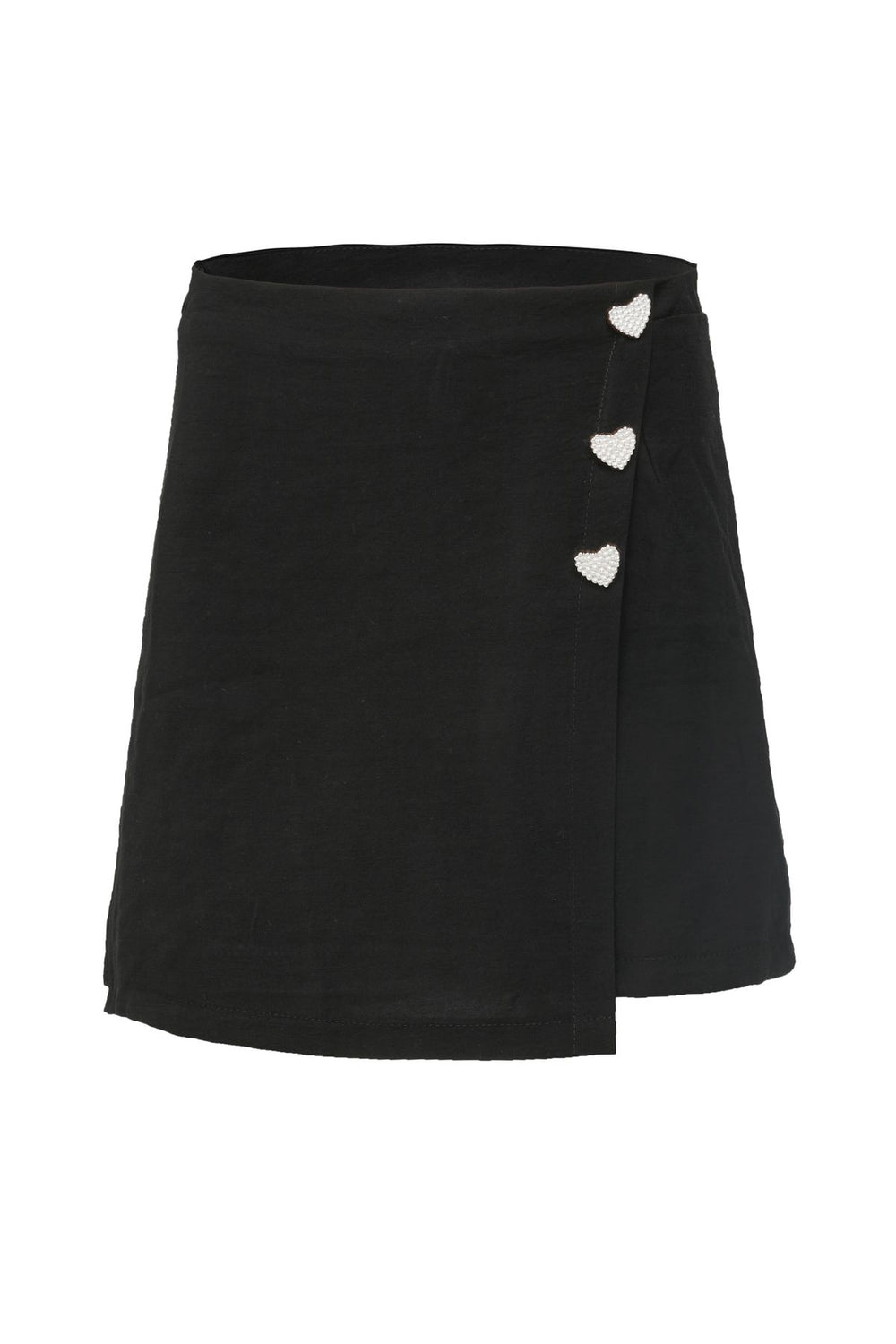 Button Accessory Skirt Shorts Black